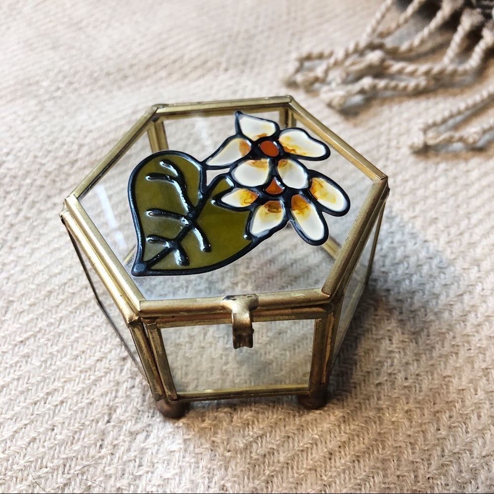 Vintage stained glass trinket box